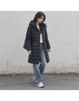 Moncler Charpal 小童長版連帽拉鍊外套 藍