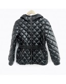 Moncler Reet 菱格紋連帽羽絨小童外套 黑