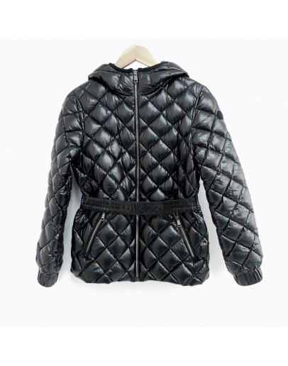 Moncler Reet 菱格紋連帽羽絨小童外套 黑