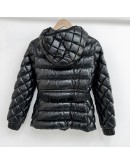 Moncler Reet 菱格紋連帽羽絨小童外套 黑