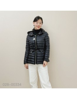 Moncler Raie 抽繩腰帶連帽薄外套 黑