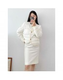 Moncler Aristeo 滾邊小香風外套 白色