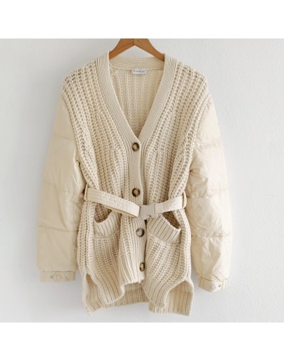  Moncler Cardigan腰扣羽絨針織開衫 