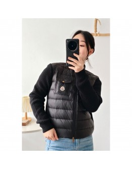  Moncler Cardigan 女款胸口袋針織羽絨外套 黑
