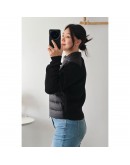  Moncler Cardigan 女款胸口袋針織羽絨外套 黑