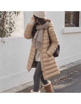 Moncler HIRMA小童連帽長板羽絨外套 奶茶