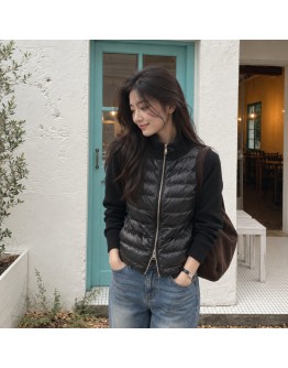 Moncler CARDIGAN TRICOT 立領針織拼接外套(無口袋款) 黑