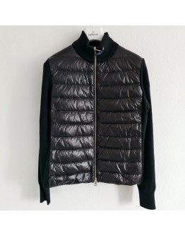 Moncler CARDIGAN TRICOT 立領針織拼接外套(無口袋款) 黑