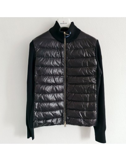 Moncler CARDIGAN TRICOT 立領針織拼接外套(無口袋款) 黑