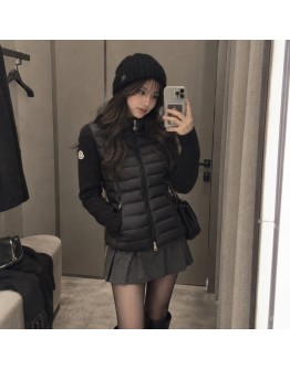 Moncler CARDIGN TRICOT修身立領排骨外套 黑
