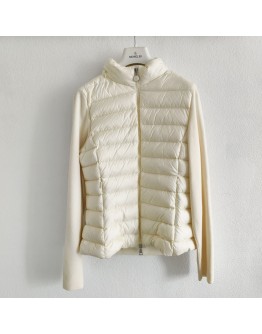 Moncler CARDIGN TRICOT修身立領排骨外套 白
