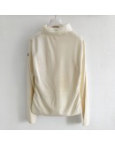 Moncler CARDIGN TRICOT修身立領排骨外套 白