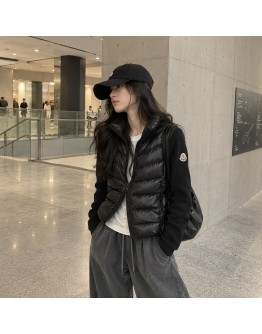 Moncler Cardigan女款立領拼接袖 黑