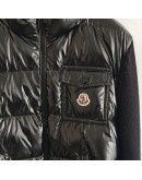Moncler CARDIGAN TRICOT亮面針織袖胸前口袋外套 黑