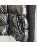 Moncler CARDIGAN TRICOT亮面針織袖胸前口袋外套 黑
