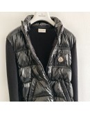 Moncler CARDIGAN TRICOT亮面針織袖胸前口袋外套 黑