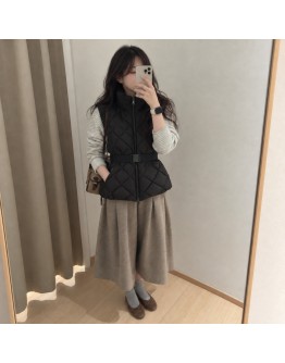 Moncler BIGNONIA GILET 女款菱格束腰背心 黑標