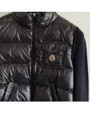 Moncler CARDIGAN TRICOT亮面針織袖胸前口袋外套 深藍