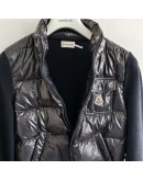 Moncler CARDIGAN TRICOT亮面針織袖胸前口袋外套 深藍