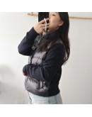 Moncler CARDIGAN TRICOT亮面針織袖胸前口袋外套 深藍