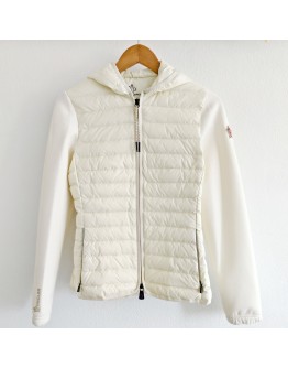 Moncler ZIP UP CARDIGAN 女款排骨羽絨拼接外套 白