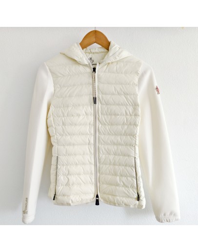 Moncler ZIP UP CARDIGAN 女款排骨羽絨拼接外套 白