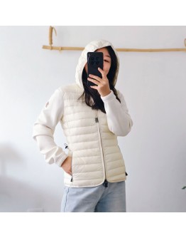 Moncler ZIP UP CARDIGAN 女款排骨羽絨拼接外套 白
