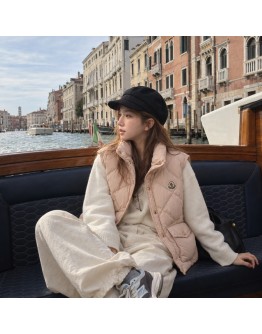 Moncler BIOIS GILET 女款菱格短版背心 粉