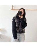 Moncler GARDIGAN TRICOT 立領羽絨毛線拼接外套 黑