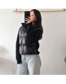 Moncler GARDIGAN TRICOT 立領羽絨毛線拼接外套 黑