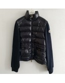 Moncler MAGLIA APERTA CON ZI 女款雙口袋與絨針織拼接外套 深藍