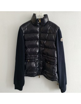 Moncler MAGLIA APERTA CON ZI 女款雙口袋與絨針織拼接外套 深藍