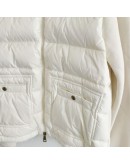 Moncler MAGLIA APERTA CON ZI 女款雙口袋與絨針織拼接外套 白