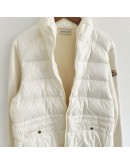 Moncler MAGLIA APERTA CON ZI 女款雙口袋與絨針織拼接外套 白