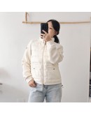 Moncler MAGLIA APERTA CON ZI 女款雙口袋與絨針織拼接外套 白