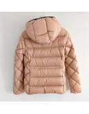 Moncler Kamile 小童菱格紋連帽拉鍊外套 粉