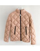 Moncler Kamile 小童菱格紋連帽拉鍊外套 粉