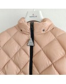Moncler Kamile 小童菱格紋連帽拉鍊外套 粉