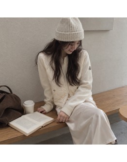 Moncler Cardigan 菱格拼接雙口袋外套 白