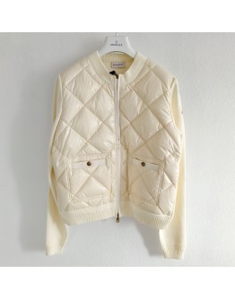 Moncler Cardigan 菱格拼接雙口袋外套 白