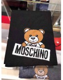 Moschino 泰迪熊logo羊毛圍巾 30572 016 黑色 