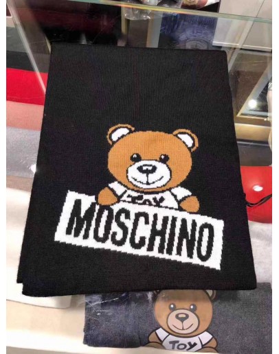 Moschino 泰迪熊logo羊毛圍巾 30572 016 黑色 