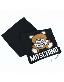 Moschino 大泰迪熊字母logo圍巾 50133 黑色 