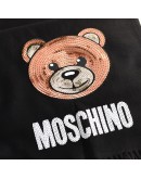 Moschino 亮片泰迪熊羊毛披肩/圍巾 30577 016 黑色